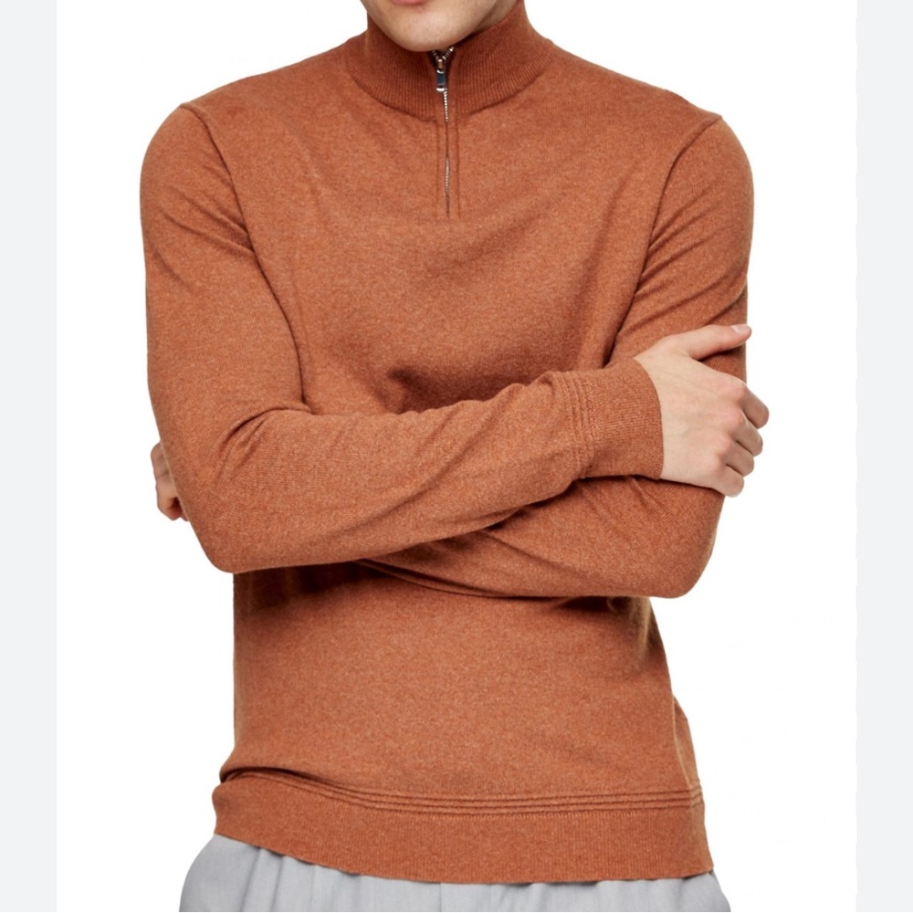 Topman Quarter Zip Funnel Neck Sweater